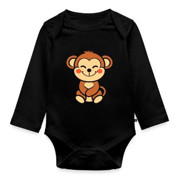 Saimiri - Organic Longsleeve Baby Bodysuit - black - Front