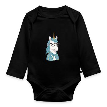 Unicorn Mom Funny Unicorns Loving Mom - Organic Longsleeve Baby Bodysuit - black - Front