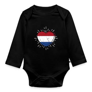 Pays-Bas Pays-Bas Pays-Bas - Body Bébé bio manches longues - noir - Devant