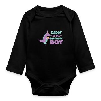Dad Dinosaur Family Matching Birthday Party - Organic Longsleeve Baby Bodysuit - black - Front
