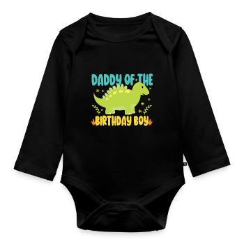 Dad Dinosaur Family Matching Birthday Party - Organic Longsleeve Baby Bodysuit - black - Front