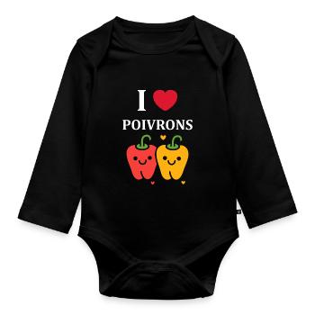 Humour poivron - Body Bébé bio manches longues - noir - Devant