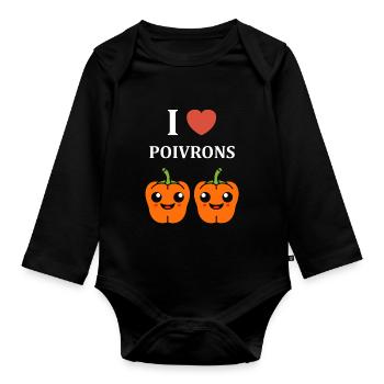 Humour poivron - Body Bébé bio manches longues - noir - Devant