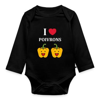 Humour poivron - Body Bébé bio manches longues - noir - Devant