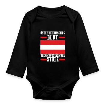 Austrians Austria - Organic Longsleeve Baby Bodysuit - black - Front