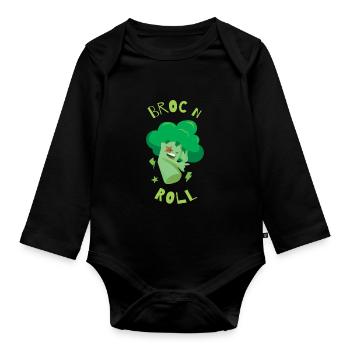 Broc ́n ́Roll Brocoli Légumes Sains - Body Bébé bio manches longues - noir - Devant