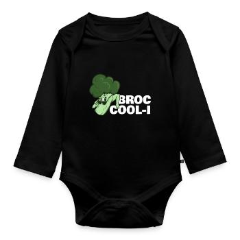 Broc Cool-I Broccoli Healthy Vegetables - Organic Longsleeve Baby Bodysuit - black - Front