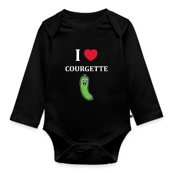 courgette - Body Bébé bio manches longues - noir - Devant