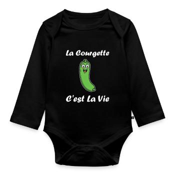 courgette - Body Bébé bio manches longues - noir - Devant