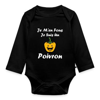 Humour poivron - Body Bébé bio manches longues - noir - Devant