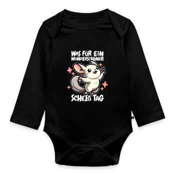 Chinchilla Funny Please Keep Your Mouth Shut - Organic Longsleeve Baby Bodysuit - black - Front