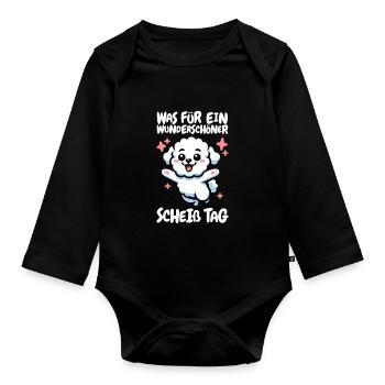 Bichon Frize Funny Please Shut Up - Organic Longsleeve Baby Bodysuit - black - Front