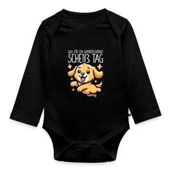 Golden Retriever Drôle - Body Bébé bio manches longues - noir - Devant