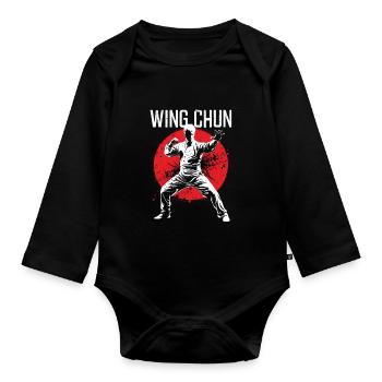 Wing Chun Kampfsport Geschenk - Baby Bio-Langarm-Body - Schwarz - Vorne