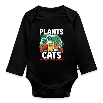 Plantes et chats Jardin Amoureux des plantes - Body Bébé bio manches longues - noir - Devant