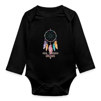 Dream Catcher Bohemian Spiritual Dreamcatcher - Baby Bio-Langarm-Body - Schwarz - Vorne