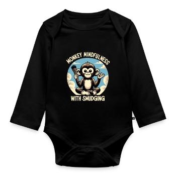 Smudge Sage Feder Spirituelle Hexerei Meditieren - Baby Bio-Langarm-Body - Schwarz - Vorne