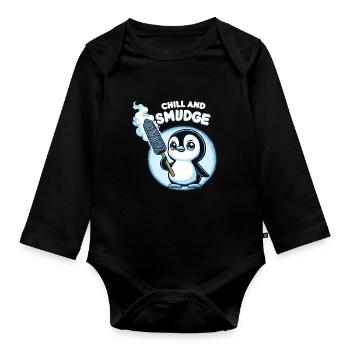 Smudge Sage Feder Spirituelle Hexerei Meditieren - Baby Bio-Langarm-Body - Schwarz - Vorne