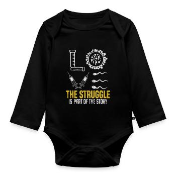 Infertility IVF Egg Retrieval Orange Ribbon - Organic Longsleeve Baby Bodysuit - black - Front