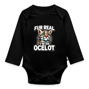 Ozelot Wild Cat Exotic Pets Jungle Big Cat - Baby Bio-Langarm-Body - Schwarz - Vorne