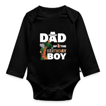 Papa Of The Wild One Birthday Zoo Theme Safari - Organic Longsleeve Baby Bodysuit - black - Front