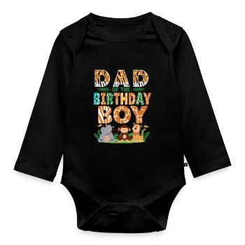 Papa Of The Wild One Birthday Zoo Theme Safari - Organic Longsleeve Baby Bodysuit - black - Front