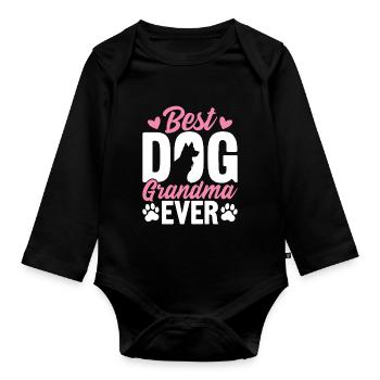 Meilleur chien grand-mère de tous les temps Grand-mère chien drôle Pawma - Body Bébé bio manches longues - noir - Devant