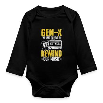 Funny Generation X Music Rewind Xennials Gen X - Organic Longsleeve Baby Bodysuit - black - Front