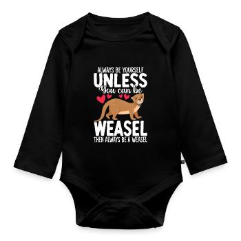 Funny Weasel Pet Ferret Paws Stoat Ermine - Organic Longsleeve Baby Bodysuit - black - Front