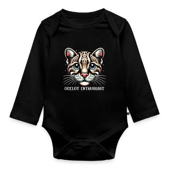 Ozelot Wild Cat Exotic Pets Jungle Big Cat - Baby Bio-Langarm-Body - Schwarz - Vorne