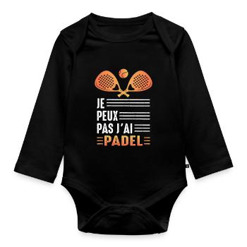 I Can't I Have Padel Padeliste Padel Player - Organic Longsleeve Baby Bodysuit - black - Front