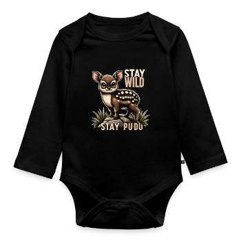 Cute Pudu Deer South America Cartoon Deer - Organic Longsleeve Baby Bodysuit - black - Front