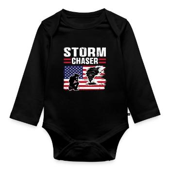 Usa-flagge Tornado Chaser - Baby Bio-Langarm-Body - Schwarz - Vorne