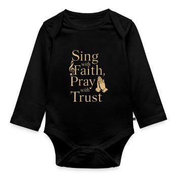 Musique chorale Chant religieux Musique confessionnelle - Body Bébé bio manches longues - noir - Devant