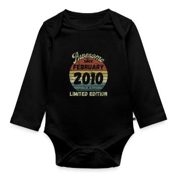 Awesome since February 2010 - Geburtstag - Baby Bio-Langarm-Body - Schwarz - Vorne