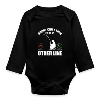 Funny Fishing Dad Funny Reel Cool Fish Bass - Baby Bio-Langarm-Body - Schwarz - Vorne