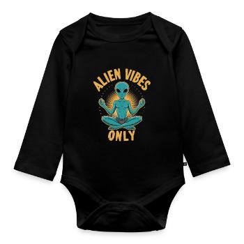 meditation, mindfulness, relaxation and - Organic Longsleeve Baby Bodysuit - black - Front