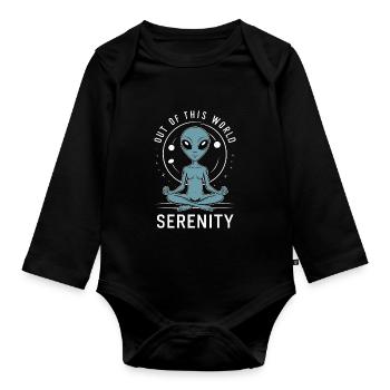 meditation, mindfulness, relaxation and - Organic Longsleeve Baby Bodysuit - black - Front