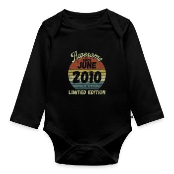 Awesome since June 2010 - Geburtstag - Baby Bio-Langarm-Body - Schwarz - Vorne