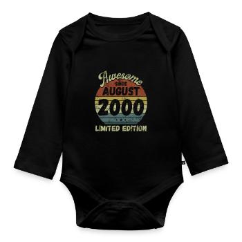 Awesome since August 2000 - Geburtstag - Baby Bio-Langarm-Body - Schwarz - Vorne