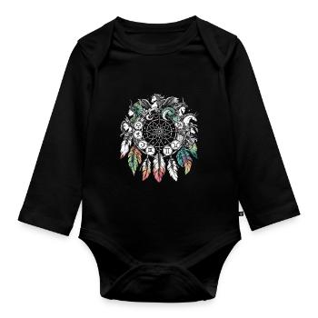 Dream Catcher Bohemian Spiritual Dreamcatcher - Baby Bio-Langarm-Body - Schwarz - Vorne