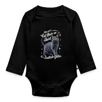 Katze Scottish Fold Geschenk - Baby Bio-Langarm-Body - Schwarz - Vorne