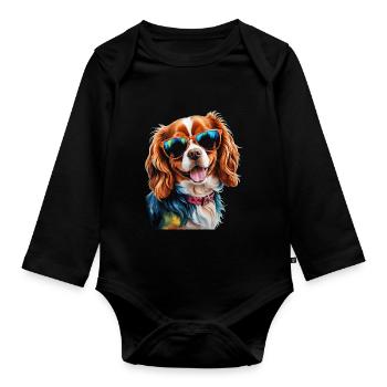 Lunettes de soleil Cavalier King Charles Spaniel Chien - Body Bébé bio manches longues - noir - Devant