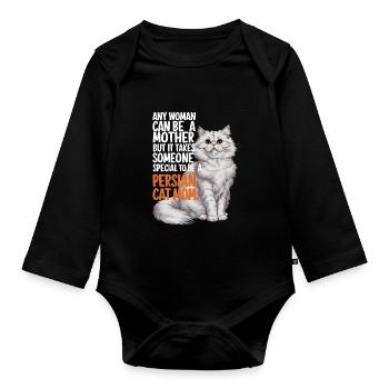 Katze Perser Geschenk - Baby Bio-Langarm-Body - Schwarz - Vorne
