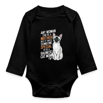 Katze Balinesische Geschenk - Baby Bio-Langarm-Body - Schwarz - Vorne