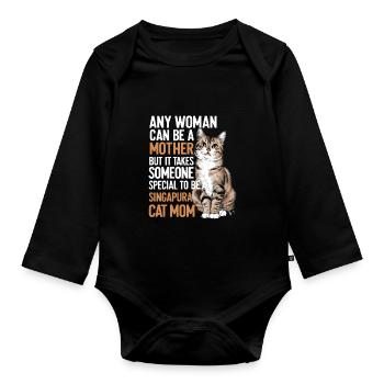 Katze Singapura Geschenk - Baby Bio-Langarm-Body - Schwarz - Vorne