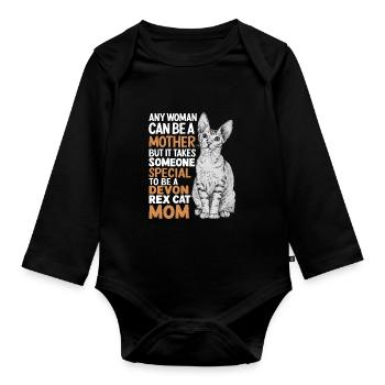 Katze Devon Rex Geschenk - Baby Bio-Langarm-Body - Schwarz - Vorne