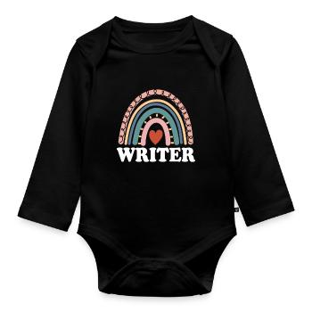 Funny Writer Boho Rainbow Screen Script Writer - Organic Longsleeve Baby Bodysuit - black - Front