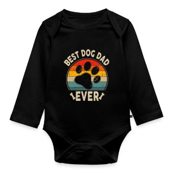 Bester Hundevater aller Zeiten Vintage Vatertag Geburtstag - Baby Bio-Langarm-Body - Schwarz - Vorne