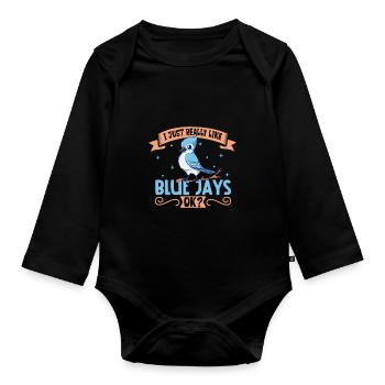 J’aime mon geai bleu - Body Bébé bio manches longues - noir - Devant